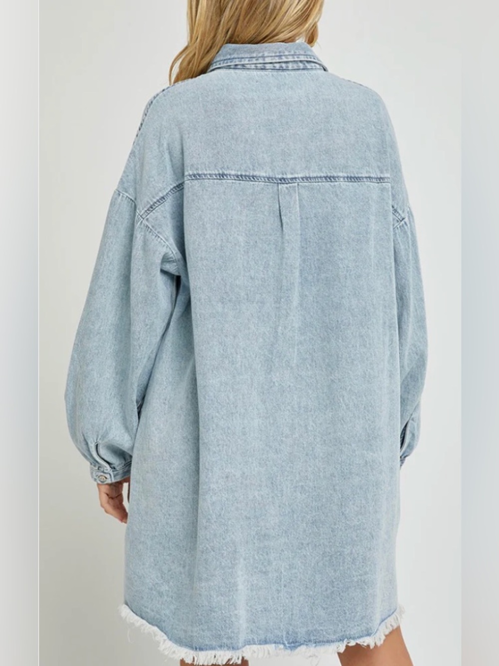 Light Wash Denim Oversized Shirt Dress - Picture 3 of 3